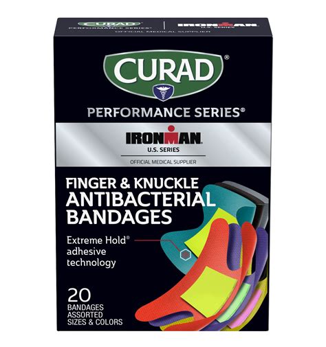 Curad Performance Series Extreme Hold Antibacterial Finger & Knuckle Adhesive Bandages, 20 count ...