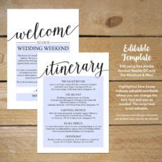 Destination Wedding Weekend Itinerary Template