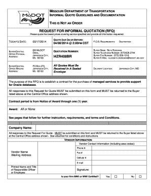 Fillable Online Modot Request For Informal Quotation Rfq Modot Fax