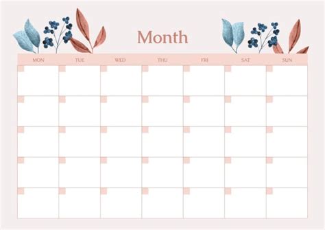 Edita Esta Plantilla De Calendario Mensual En Blanco De Primavera Con