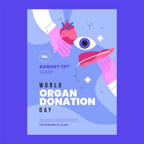 Free Vector Flat World Organ Donation Day Vertical Poster Template