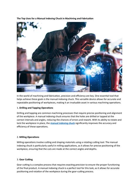 The Top Uses for a Manual Indexing Chuck in Machining and Fabrication ...