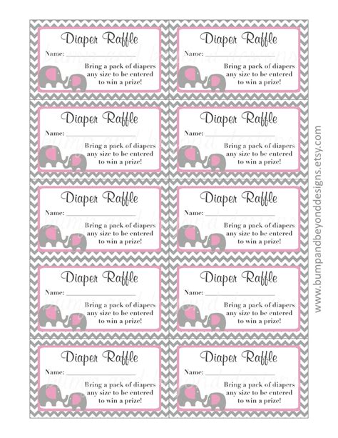 Diaper Raffle Tickets Baby Shower Gum Pink Grey Chevron Etsy