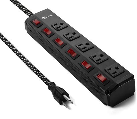 Power Strip Surge Protector 5 Outlets Metal Heavy Duty Extension Cord 6