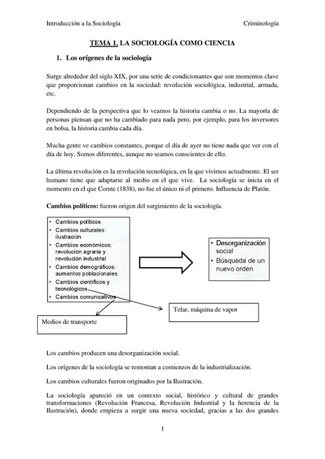 Apuntes Introducción A La Sociología Tema 1 La Sociología Como