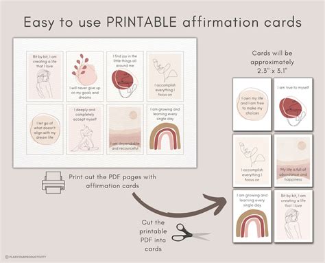 Positive Affirmation Card Deck Vision Board Printable Cards For Law