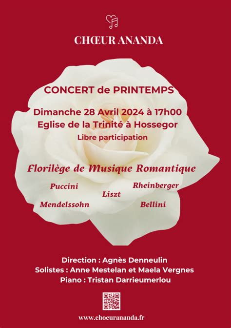 Dimanche 28 Avril 2024 à Hossegor Concert de Printemps du Chœur Ananda