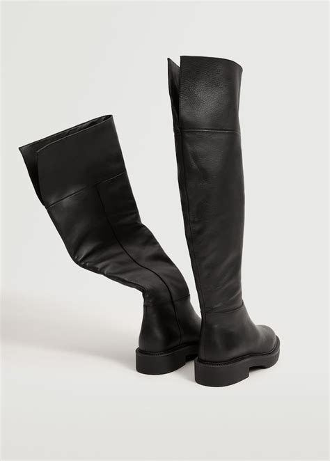 Leather Boots With Tall Leg Women Mango Outlet Usa