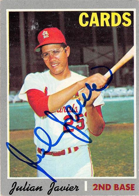 Julian Javier Autographed Baseball Card St Louis Cardinals Topps