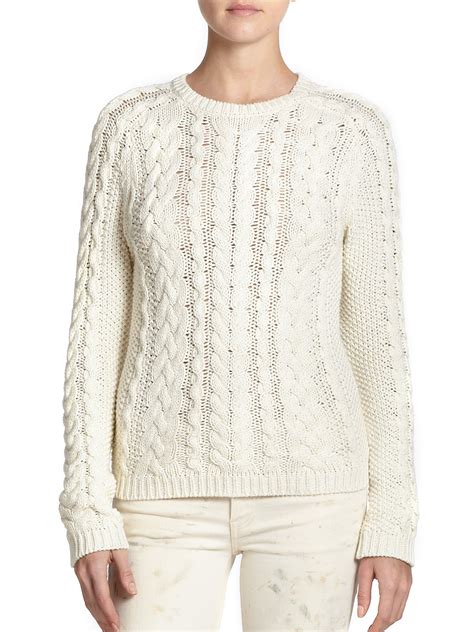 Lyst Polo Ralph Lauren Cotton Cable Knit Sweater In Natural