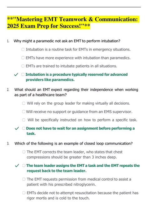 Success For The Emt Intermediate 1999 Curriculum 2
