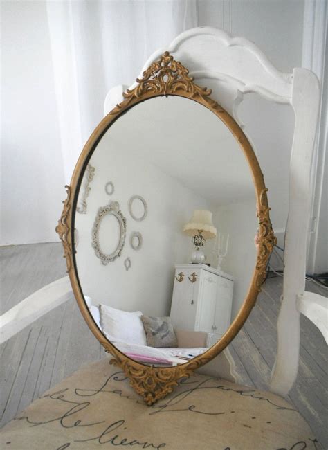 Oval Vintage Mirror Metal Filigree Mirror Ornate Mirror Shabby Etsy