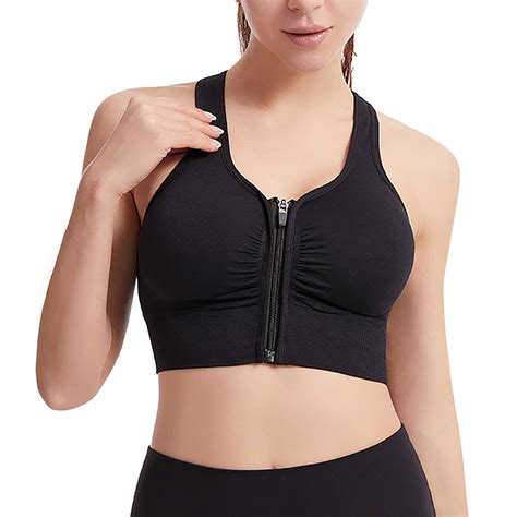 Xmmswdla Womens Zip Front Sports Bra Wireless Post Surgery Bra Active Yoga Sports Bras Nursing