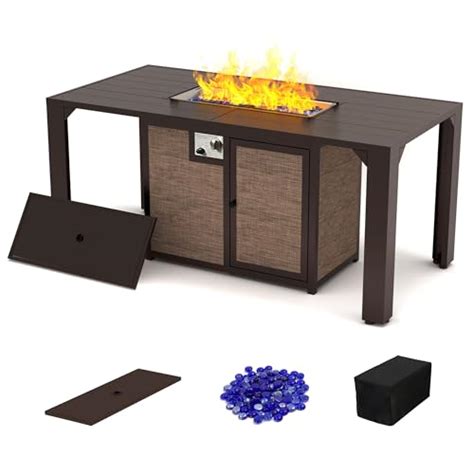 PIZZELLO Outdoor Propane Fire Pit Dining Table 62.5'' Aluminum ...