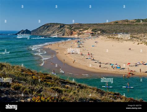 Praia da Amoreira surfers' beach, the Costa Vicentina, Algarve ...