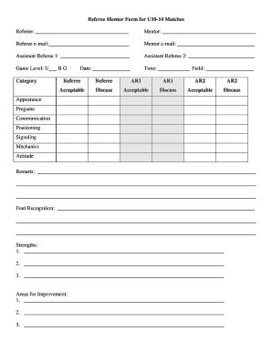 Fillable Online Ayso Referee Observation Form Ayso Fax Email Print