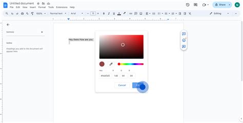 how to change text color in google docs