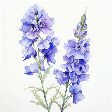 Premium Photo Blue Watercolour Delphinium Larkspur Spring Flower