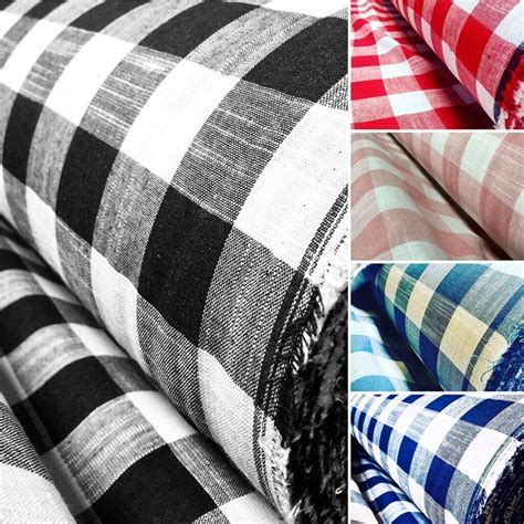 Gingham Linen Checked Linen Fabric Plaid Material Buffalo Check Cotton