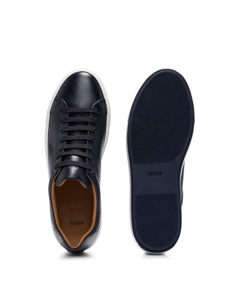 BOSS By HUGO BOSS Lace Up Trainers In Leather With Tonal Branding In