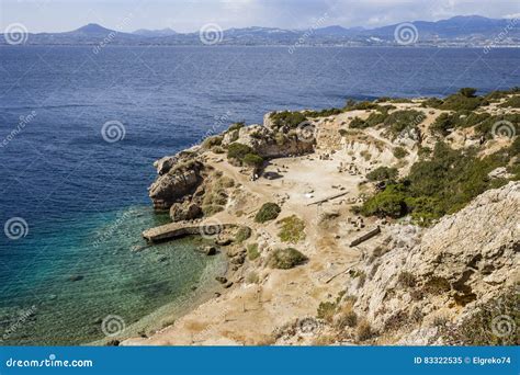 Ancient Temple of Hera Ruins in Loutraki Stock Image - Image of coast ...