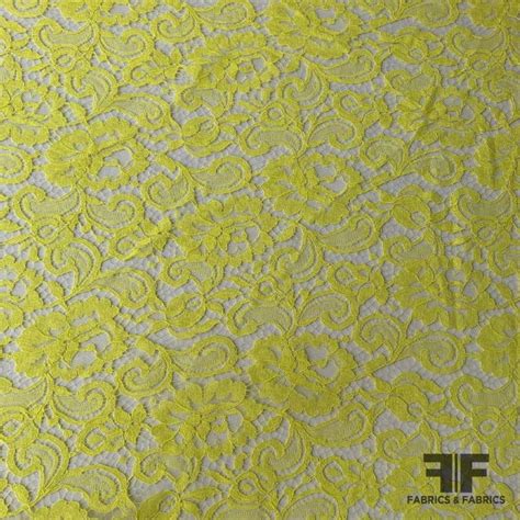 French Floral Finely Corded Chantilly Lace Bright Yellow Chantilly