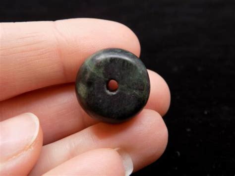 Pre Columbian Blue Green Jade Bead Authentic Central American Jade