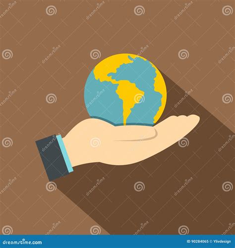 Hand Holding Globe Icon Flat Style Stock Vector Illustration Of