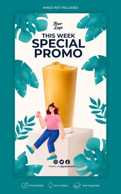 Drink Menu Promotion Social Media Instagram Story Template Premium Psd