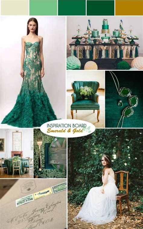 Emerald Green Gold Wedding Moodboard Colour Palettes Green