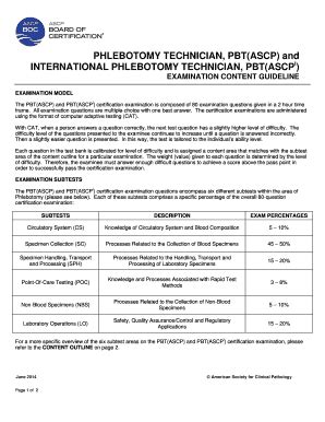 Fillable Online PHLEBOTOMY TECHNICIAN PBT ASCP And Fax Email Print