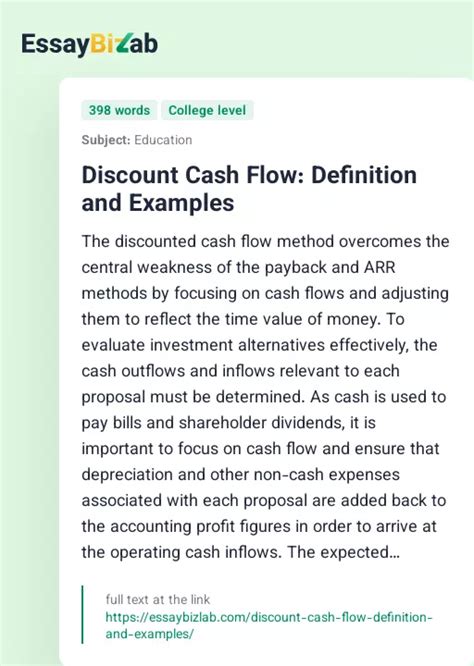 Discount Cash Flow Definition And Examples