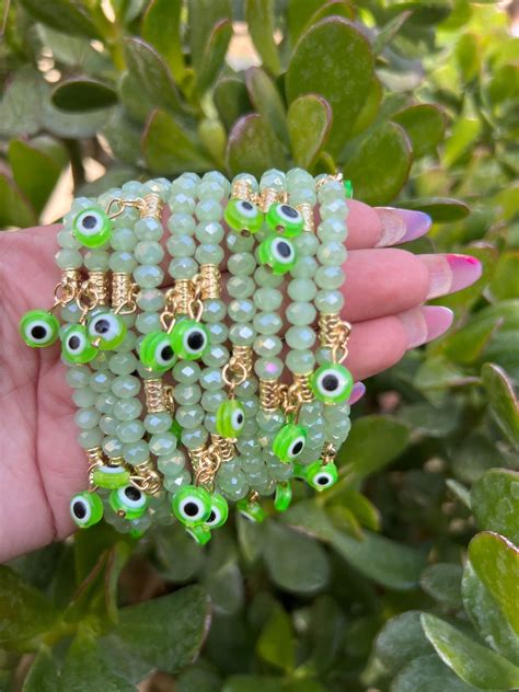 Lime Evil Eye Beaded Adjustable Bracelet In Many Cultures It Is