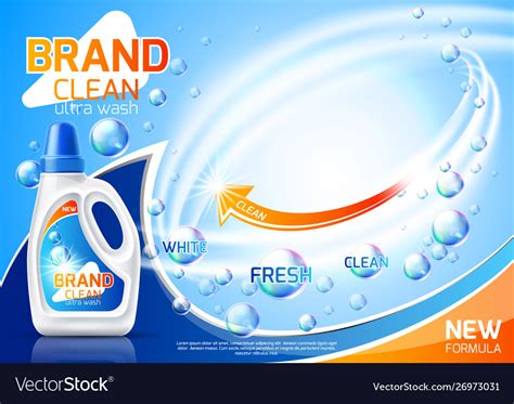 Realistic D Laundry Detergent Ad Mockup Vector Image