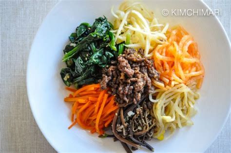 Bibimbap Korean Mixed Rice With Meat And Vegetables Kimchimari