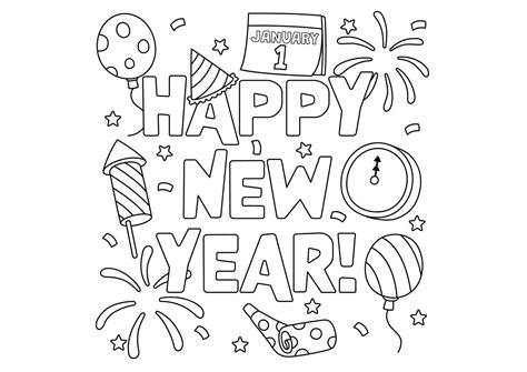 Happy New Year Color Sheet Free To Print