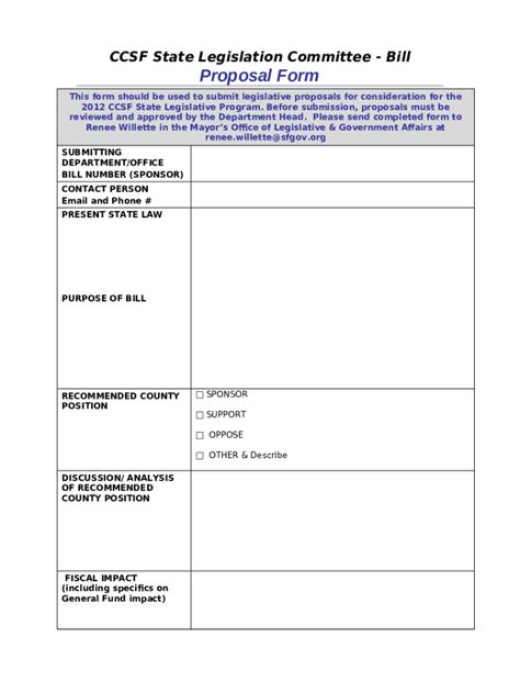 Legislative Proposal Doc Template PdfFiller