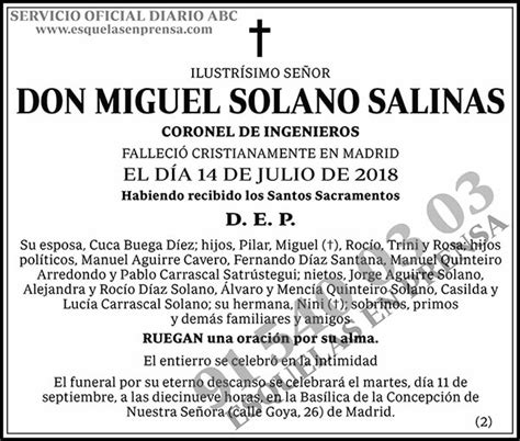 Esquela Publicada Abc Miguel Solano Salinas