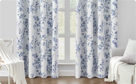 Amazon HOMEIDEAS Stone Blue Floral Blackout Curtains 52 X 84