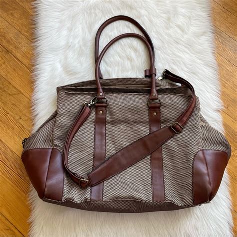 L L Bean Bags Ll Bean Vintage Large Tweed And Leather Weekender Travel Bag Poshmark