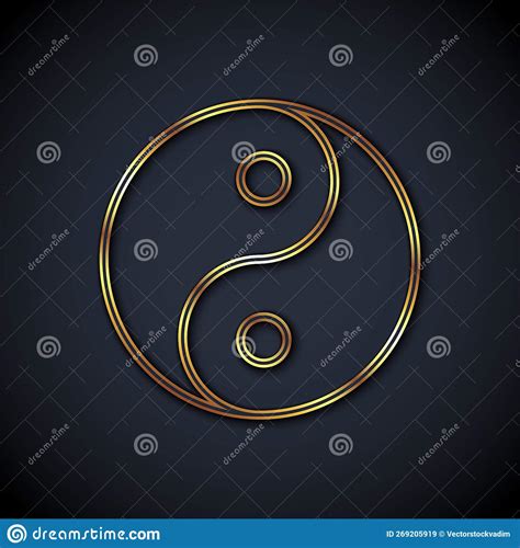 Gold Line Yin Yang Symbol Of Harmony And Balance Icon Isolated On Black