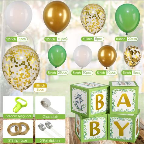 Sage Green Baby Shower Boxes With Balloon Arch Baby Shower Blocks Baby