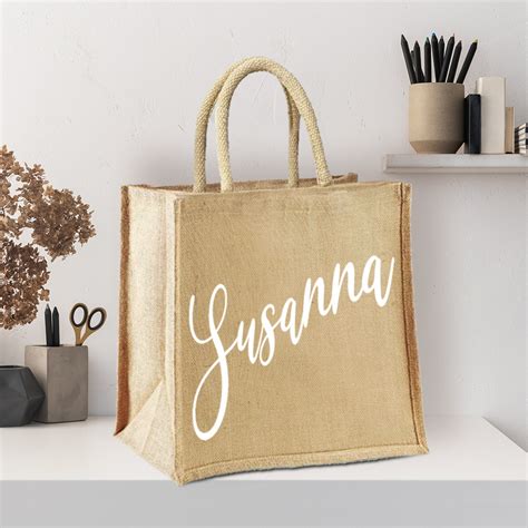 Borsa Shopper In Juta Personalizzata Con Nome Per Maestra O Insegnante