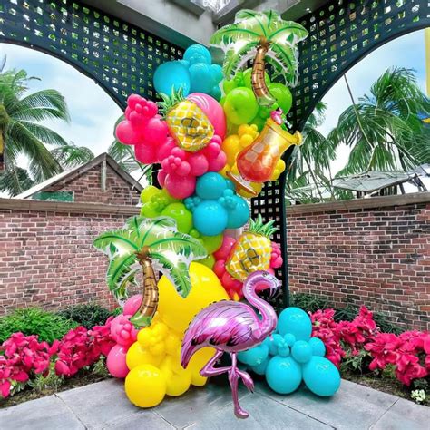 Tropical Balloon Arch Garland KitHot Pink Lime Green Yellow Balloon