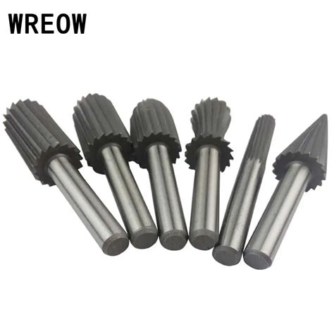 6pcs 6mm Hard High Speed Steel Rotary File Cutter HSS Rotary Burr Set