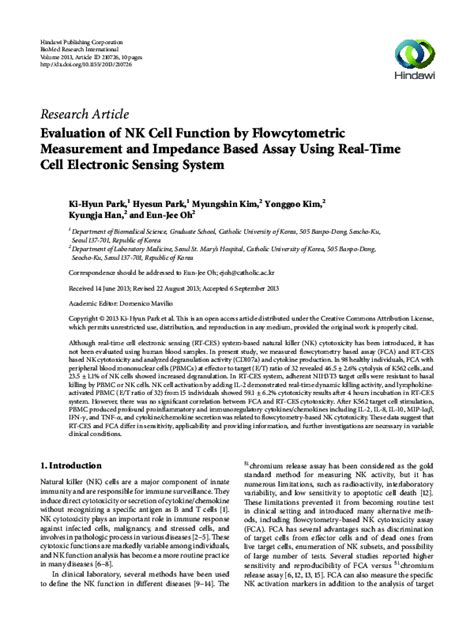 Pdf Evaluation Of Nk Cell Function By Flowcytometric Measurement And Impedance Based Assay