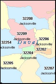 Duval County Zip Code Map Printable