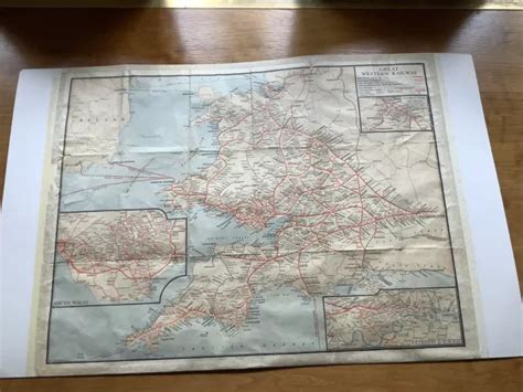 VINTAGE GWR GREAT Western Railway Map Large £18.00 - PicClick UK