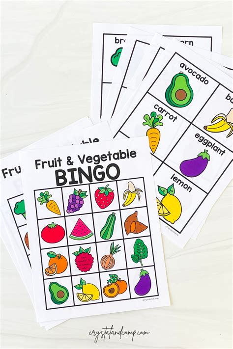 Fruit And Vegetable Bingo Printables