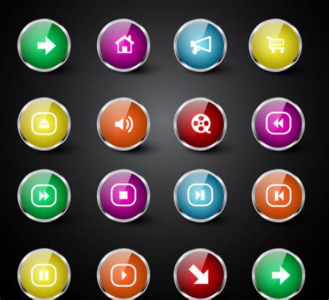 User Interface Icons Collection Modern Shiny Colorful Circles Ai Eps